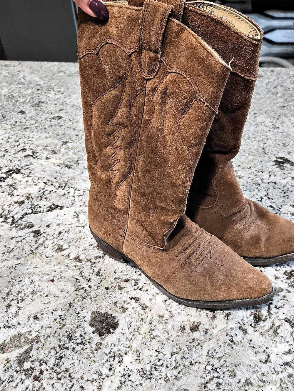 Roxy  Western Boots in Brown Suede